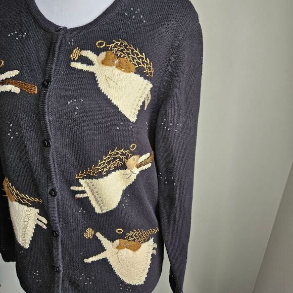 Vintage Carrol Reed Angel Cardigan Women's Medium Art To Wear Eclectic Holiday - Picture 3 of 11